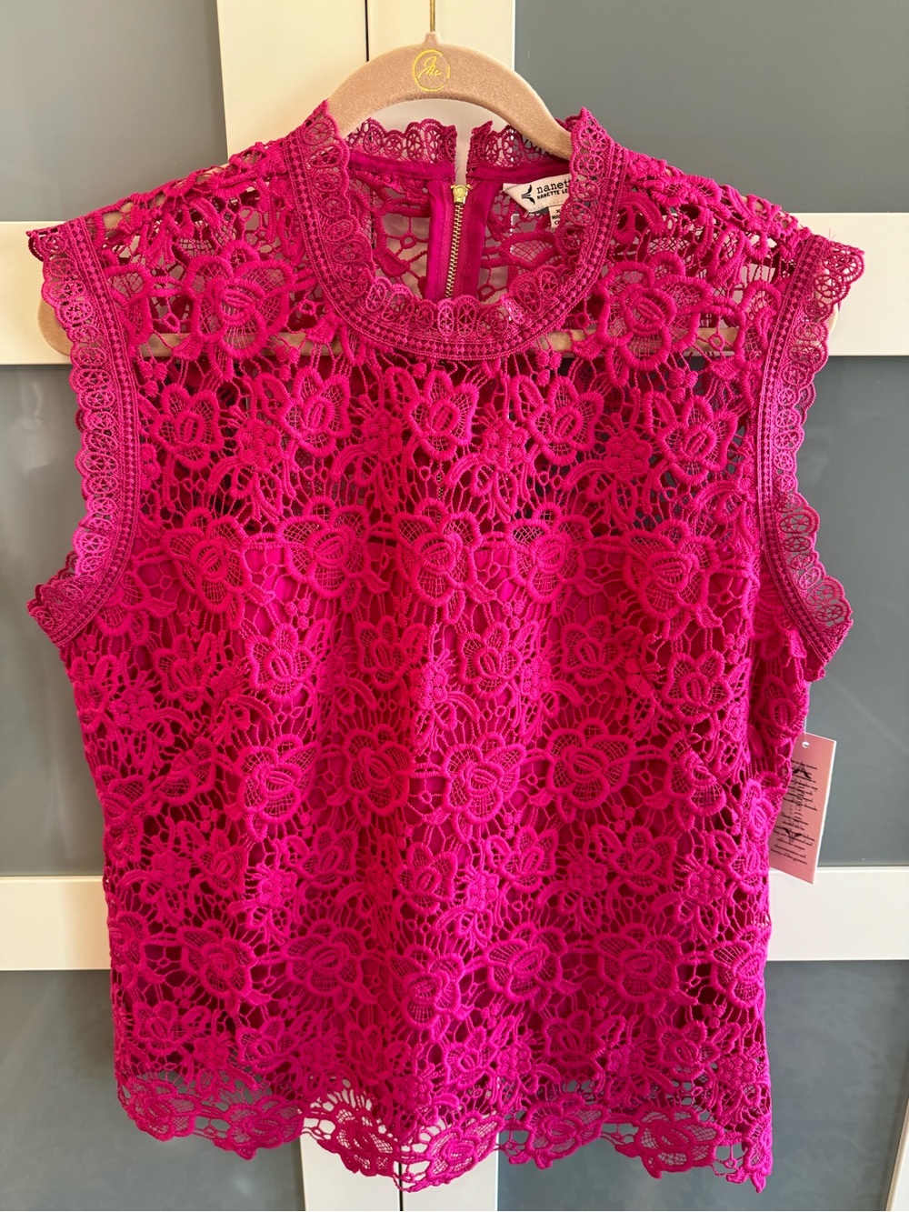 Nanette Lepore Fuchsia Floral Lace Sleeveless Top